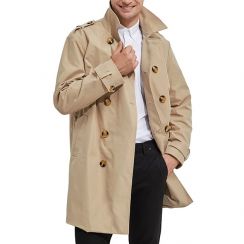 2 Packs Double Breasted Belted Mens Trench Coat