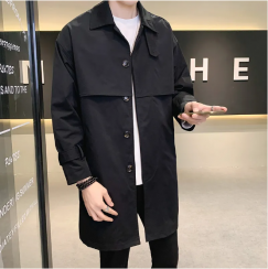 Mens Single Breasted Lapel Trench Coat