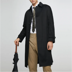 Mens Long Sleeve Windproof Single Breasted Business Long Coat