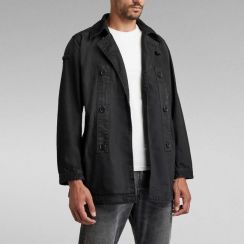 Mens Denim Double Breasted Trench Coat