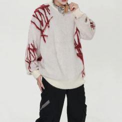 Mens Jacquard Knit Plush Long Sleeve Knitwear